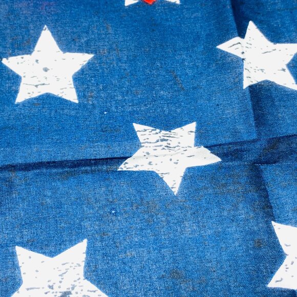 Patriotic Red White & Blue Bandana 100% Cotton Stars & Zigzag Print  Square - Picture 10 of 12